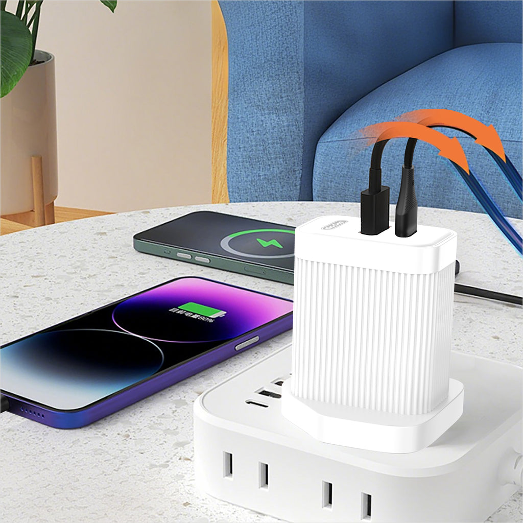 Go-Des 38W PD QC3.0 Fast Charging Dual Port Travel Charger Adapter with USB-C USB-A Output