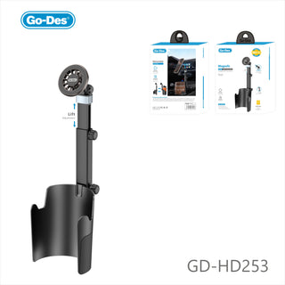 Go-Des MagSafe Magnetic Car Cup Holder Mount with 360 Degree Rotation Retractable Base Adjustable Angle
