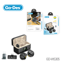 Go-Des 2in1 Wireless Magnetic Button Microphone with Charging Case Dual Mic Long Range Clear Sound TypeC Lighting Compatible