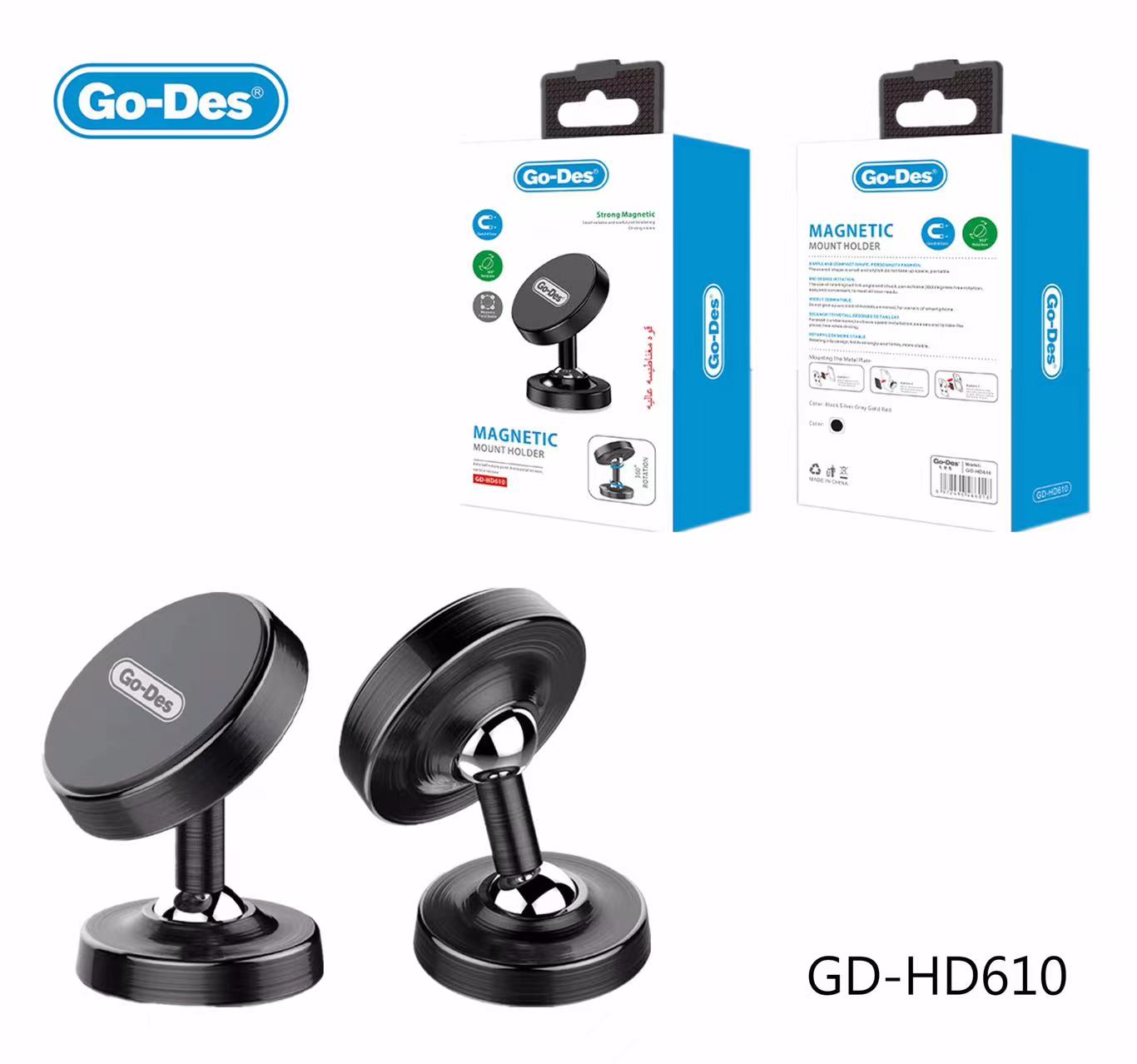 Go-Des Car Accessories 360 Degree Mobile Phone Automatic Magnetic