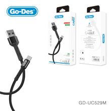 Cargar imagen en el visor de la galería, Go-Des USB Charging Cable 2m Fast Charge Data Sync Cord for iPhone Micro USB Type-C Devices