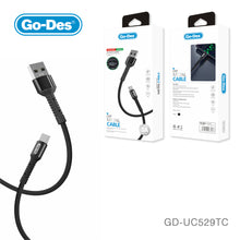 Cargar imagen en el visor de la galería, Go-Des USB Charging Cable 2m Fast Charge Data Sync Cord for iPhone Micro USB Type-C Devices