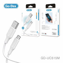 Cargar imagen en el visor de la galería, Go-Des 1M Silicone Charging Cable 24A Fast Charge and Sync USB Cable Lightning Micro USB Type C