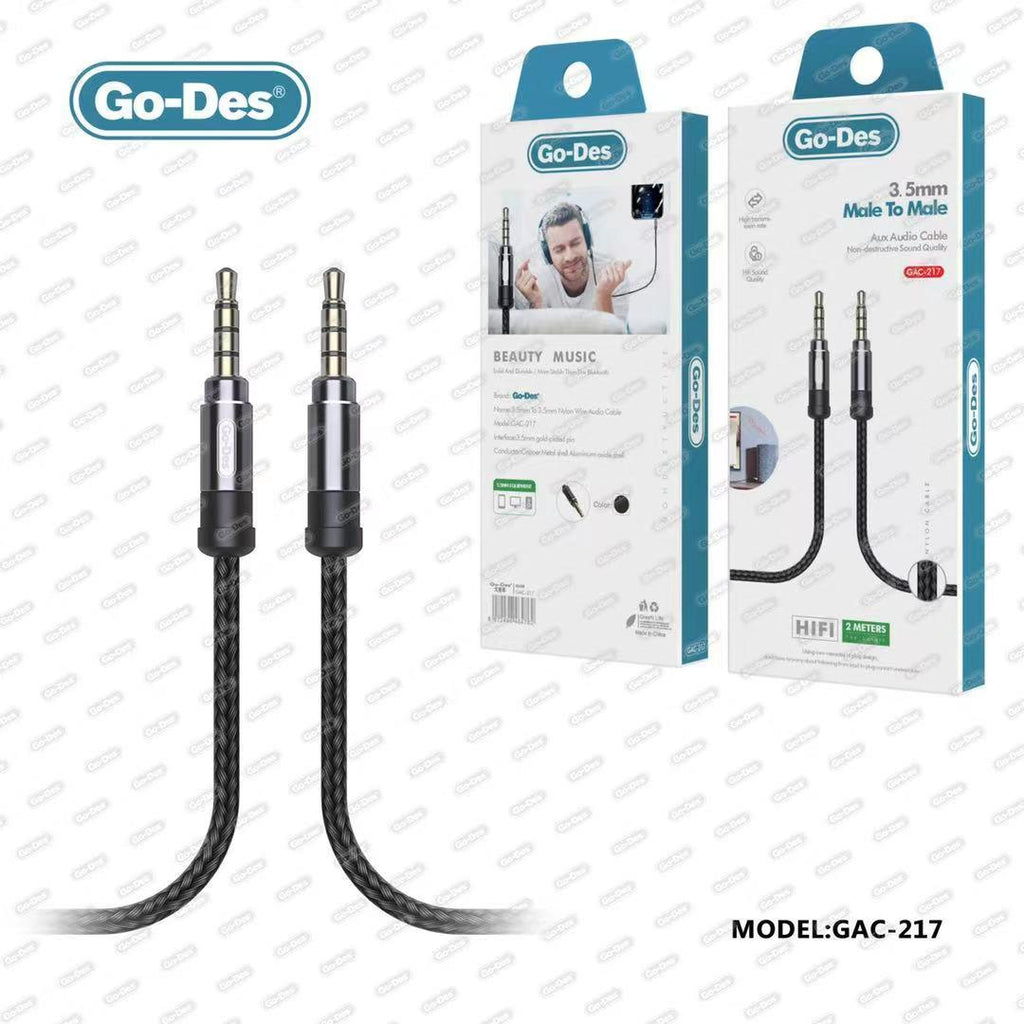 GAC-217 Go-Des 2meter 6Ft 3.5MM Listening Audio Cable Male to Male Foc –  godes