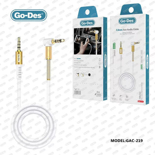GAC-219  1meter /3FT جاك 3.5mm كابل صوتي زاوية 90 درجة سلك مطلي بالذهب سلك AUX كابل Go-Des لكار كابل صوتي 3.5mm