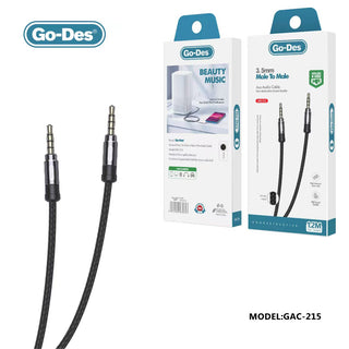 GAC-215 Go-Des كابل ستيريو نايلون PVC بطول 1.2meter 4Ft موصل 3.5mm، طول 0.5M و1M إلى جاك 3.5mm لفيديو، هاتف، سماعات رأس، سماعات HiFi، كابل Aux