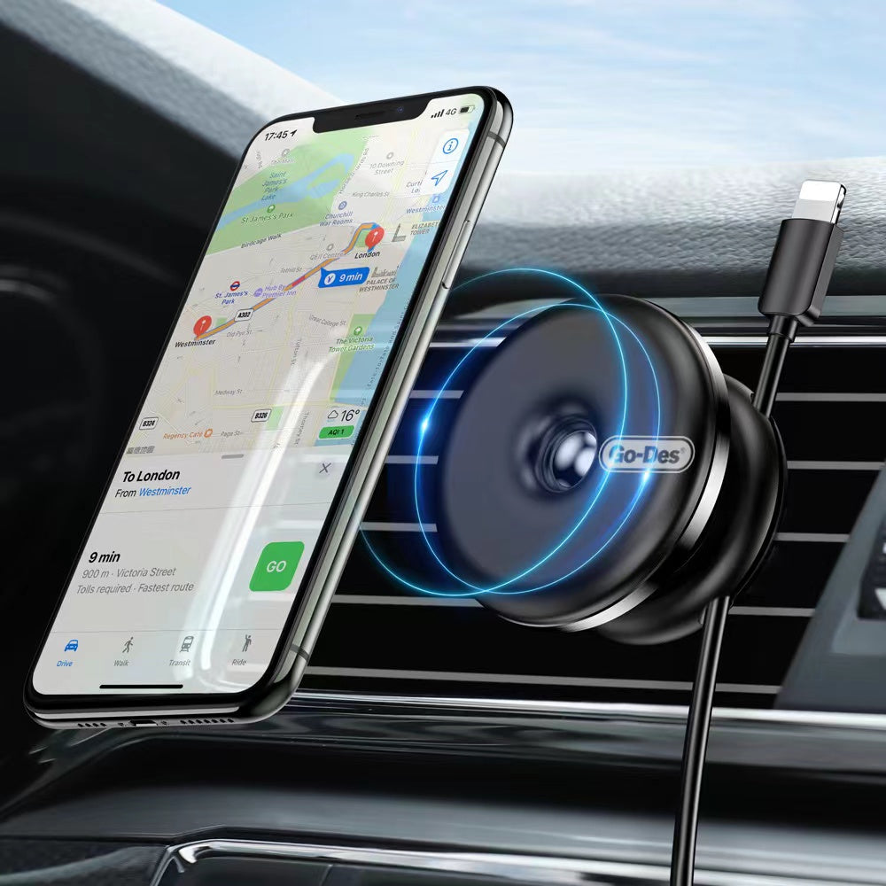 Universal Magnetic Car Phone Holder – Vent Mount – Black – Metal/Plastic – Smartphone Holder