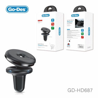 حامل هاتف للمركبة Go-Des مغناطيسي بتصميم مشبك سلكي، تثبيت على فتحة التهوية، نوع شامل مزدوج المشابك