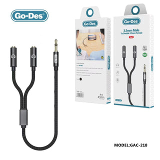 محول وكابل Go-Des 2 في 1 فاصل مقبس 3.5mm صوت سماعات رأس إلى 2 مآخذ أنثى سماعة مع ميكروفون لكابل الصوت لهواتف الموبايل متوافق مع iPod · نوع الموصل: كابل صوت 3.5mm مقبس أنثى سماعة مع ميكروفون لكابل الصوت لهواتف الموبايل