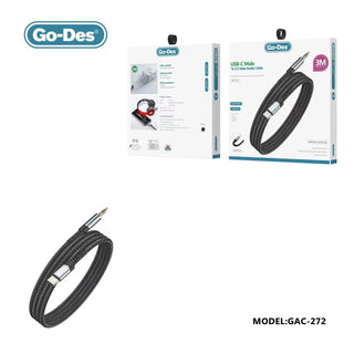 Go-Des كابل صوت 3meter 10ft من Type C إلى جاك 3.5mm TRS ستيريو عالي الجودة، USB Type C ذكر إلى Aux للهواتف