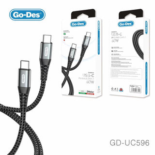 Go-Des كابل USB C إلى USB Type C بطول 2 متر 6ft لشاحن PD 60W لأجهزة iPad Pro وSamsung S20 وMacBook وiPad Pro للشحن السريع