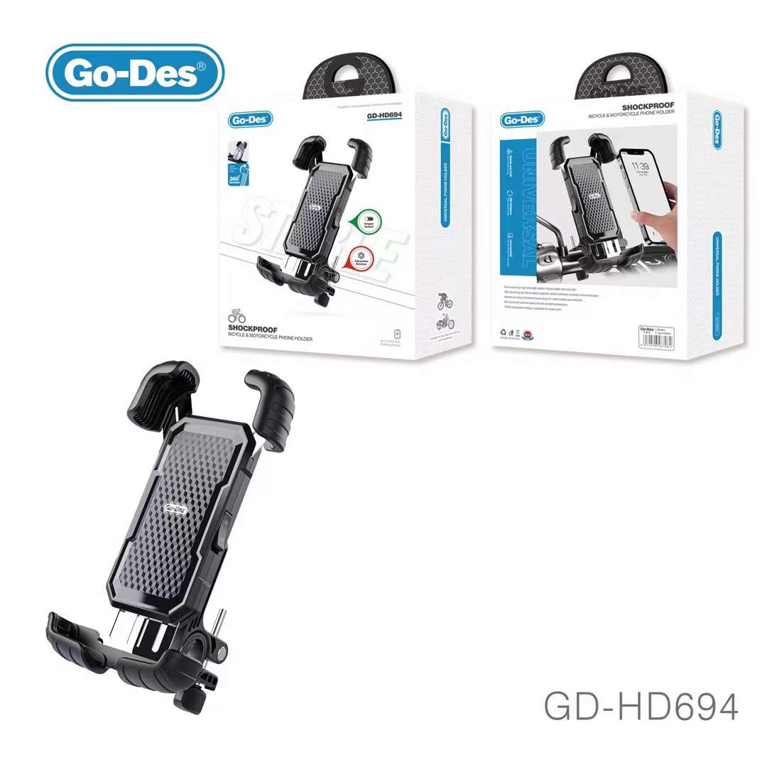 Go-Des 360 Degree Phone Holders Shockproof Motorcycle Bicycle cell
