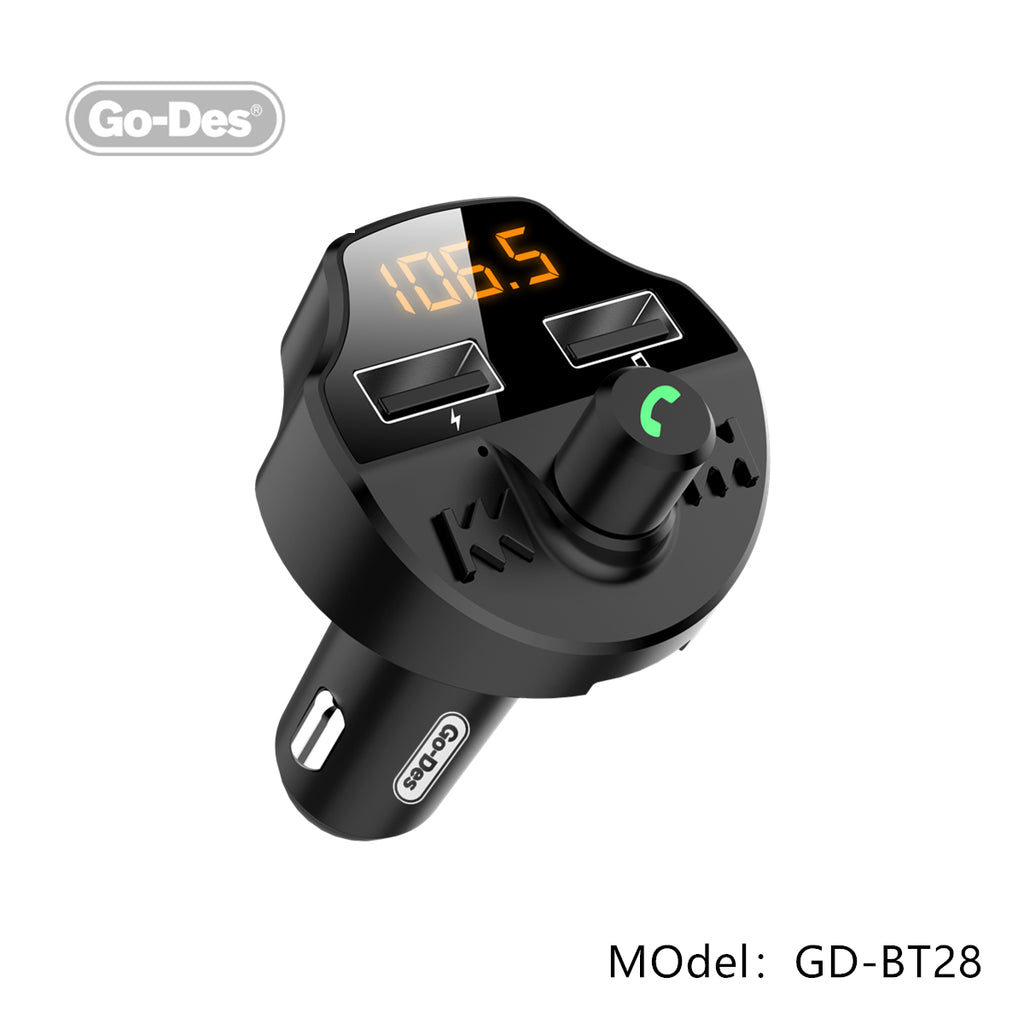 Go-Des Bluetooth FM Car Transmitter DC5V 2.4A Fast Charger