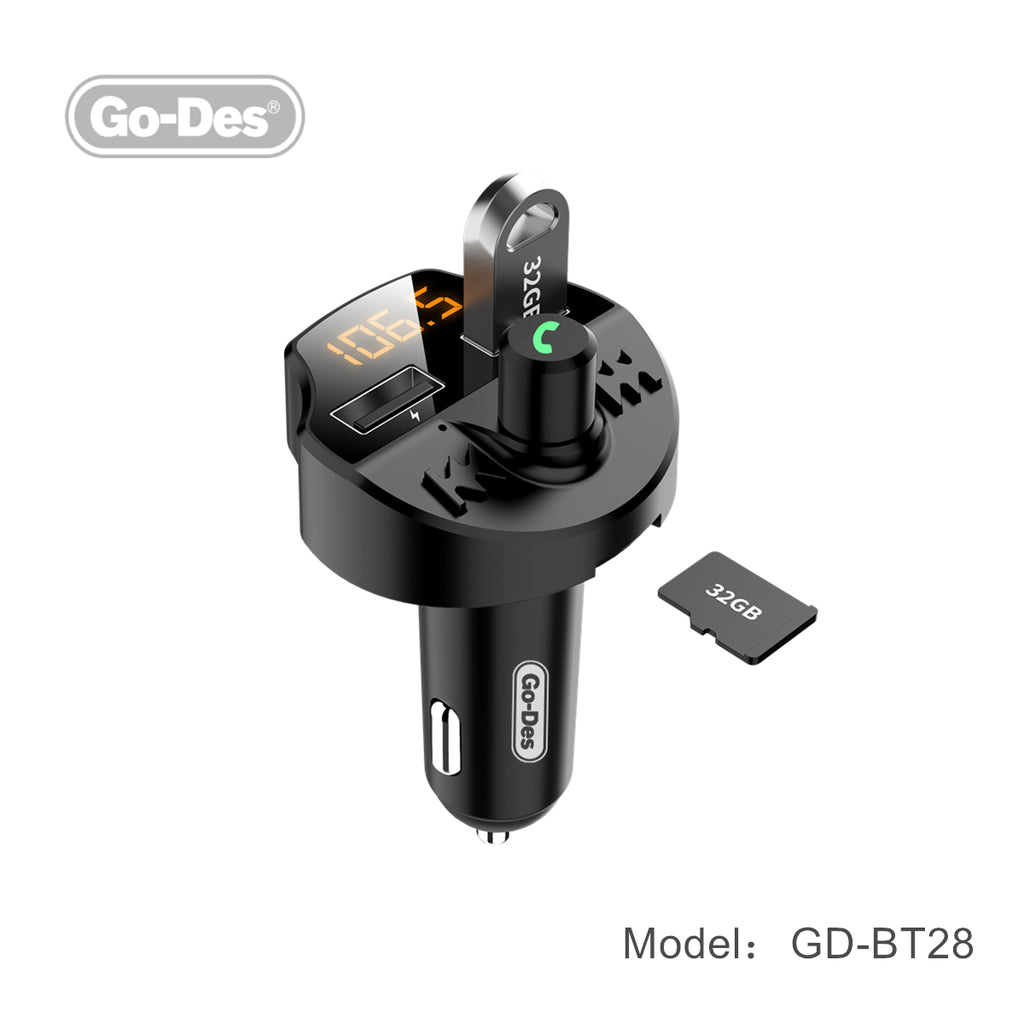 Go-Des Bluetooth FM Car Transmitter DC5V 2.4A Fast Charger Handsfree Bluetooth Car Kits Adapter MP3 Player for Car