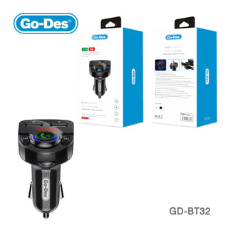 شاحن سيارة لاسلكي Go-Des Auto Kit مشغل MP3 بلوتوث للسيارة، مشغل MP3 للسيارة مع بلوتوث ومجموعة سماعات يد حرة، محول صوت بلوتوث للسيارة