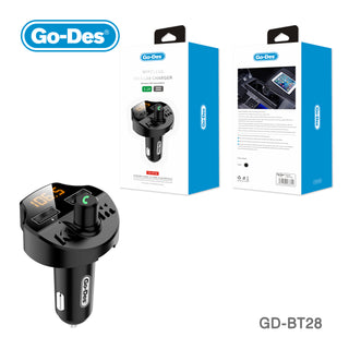 محول سيارة Go-Des لاسلكي Bluetooth ناقل موجات FM شاحن سريع DC5V 2.4A سماعة يدويّة Bluetooth مجموعة لسيارة مشغل MP3