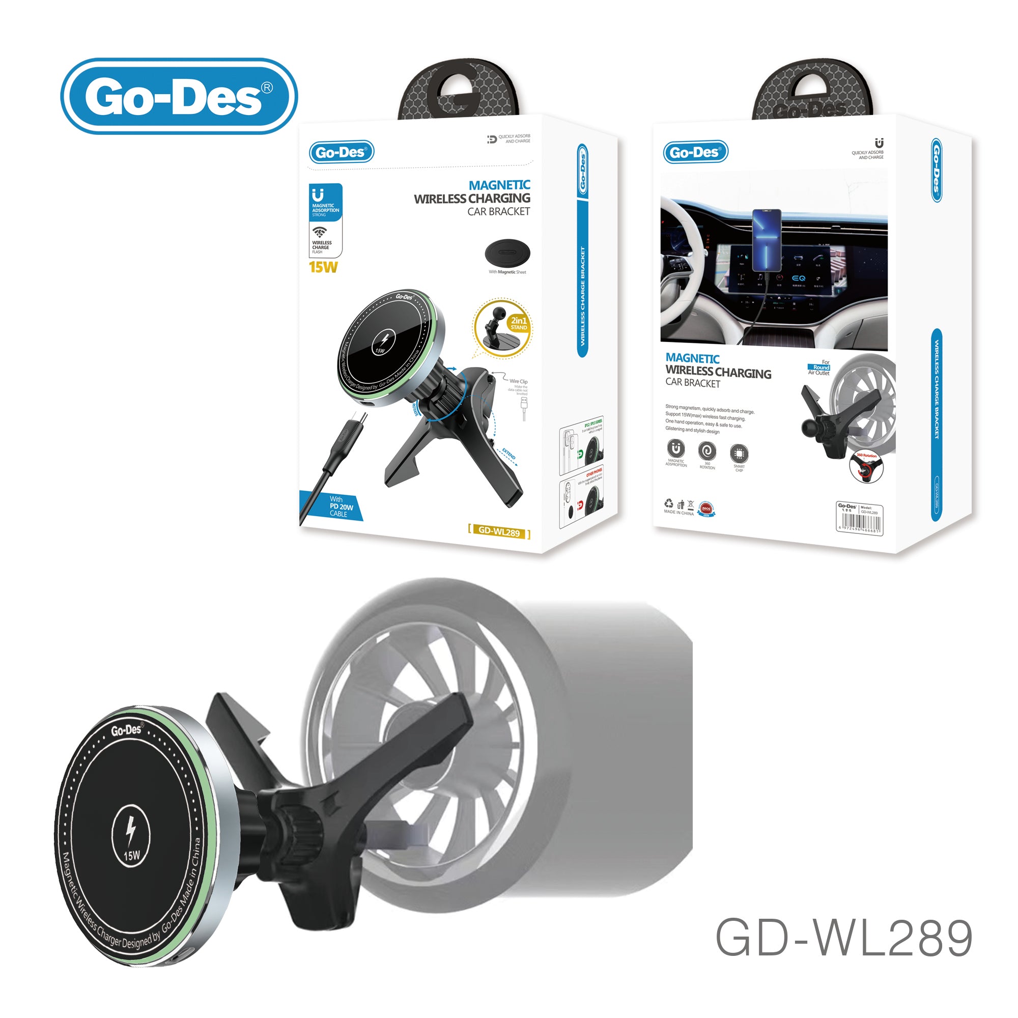 Go-Des 3in1 Wirelesss Charger 15W Qi Fast Charging Mag Safe Magnetic C –  godes